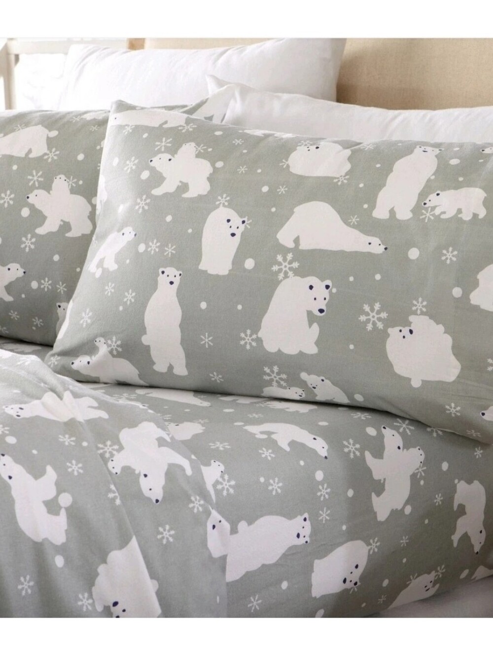 Great Bay Home Heavyweight 100% flannel Full Size sheet set polo bears